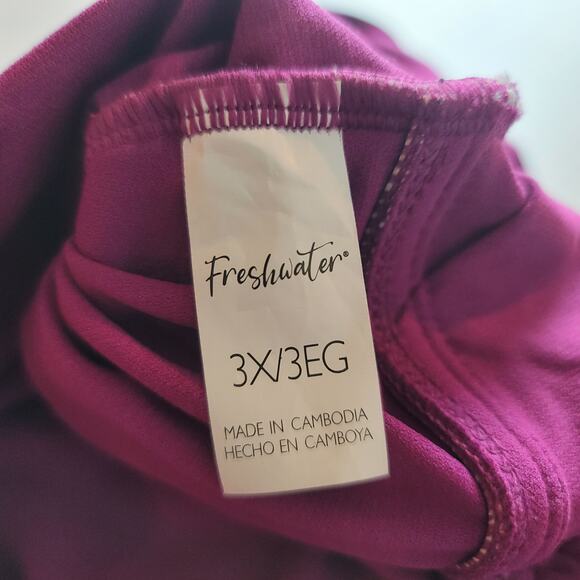 Freshwater Floral Print Surplice Lace-Up Back One Piece Swimsuit, Size 3X, NWT - Picture 9 of 11